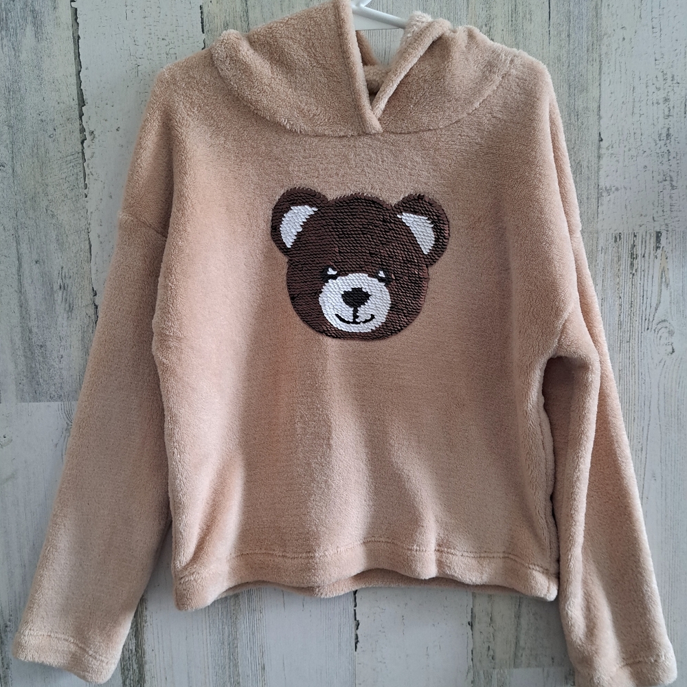 Light brown fleece hooded sweatshirt size 10